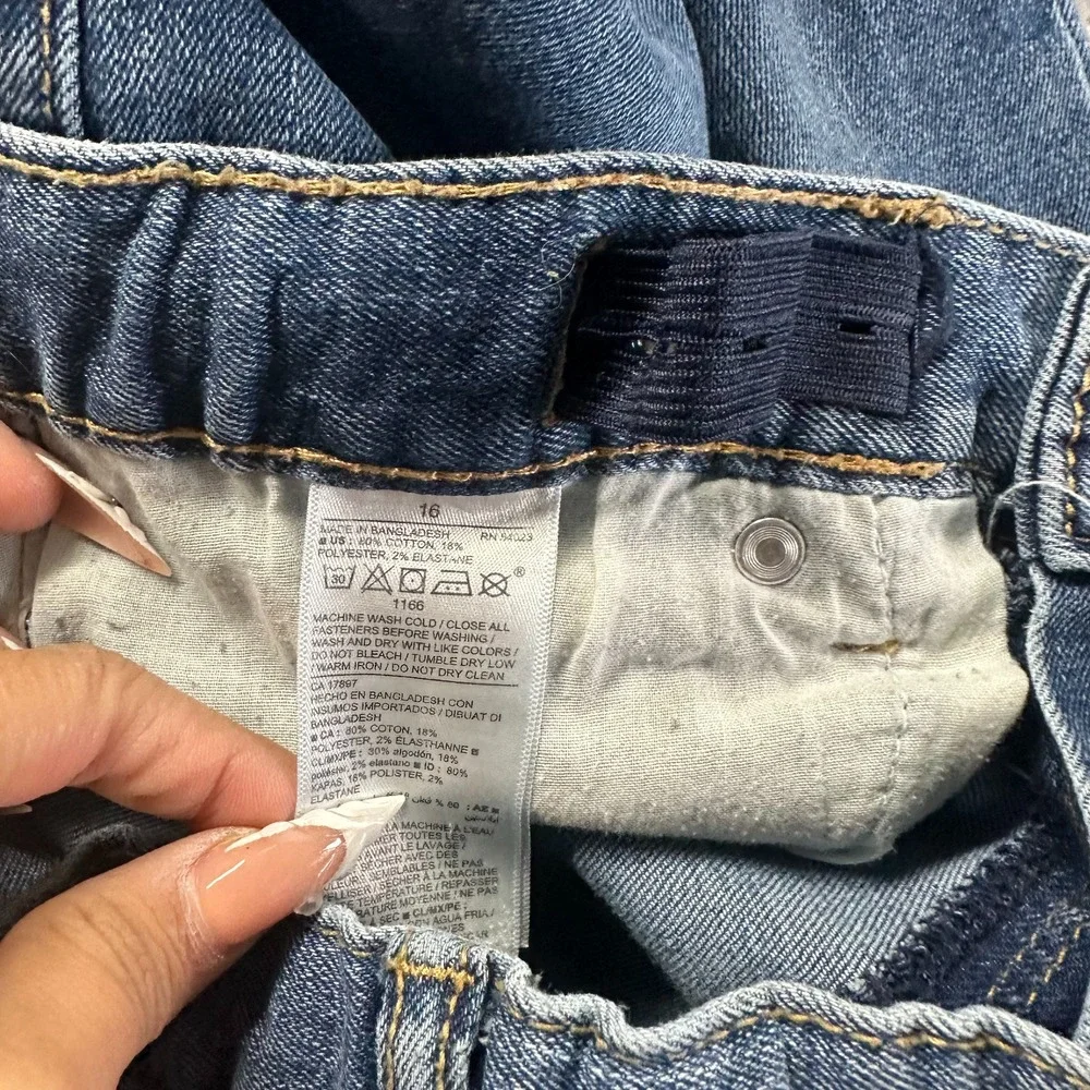 Old Navy Jeans Girls 16‎ Blue Denim Cotton Straight Leg Faded Stretch Workwear